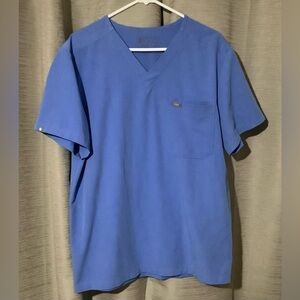 Figs Scrub Ciel Blue Mens Leon 3 pocket large Top